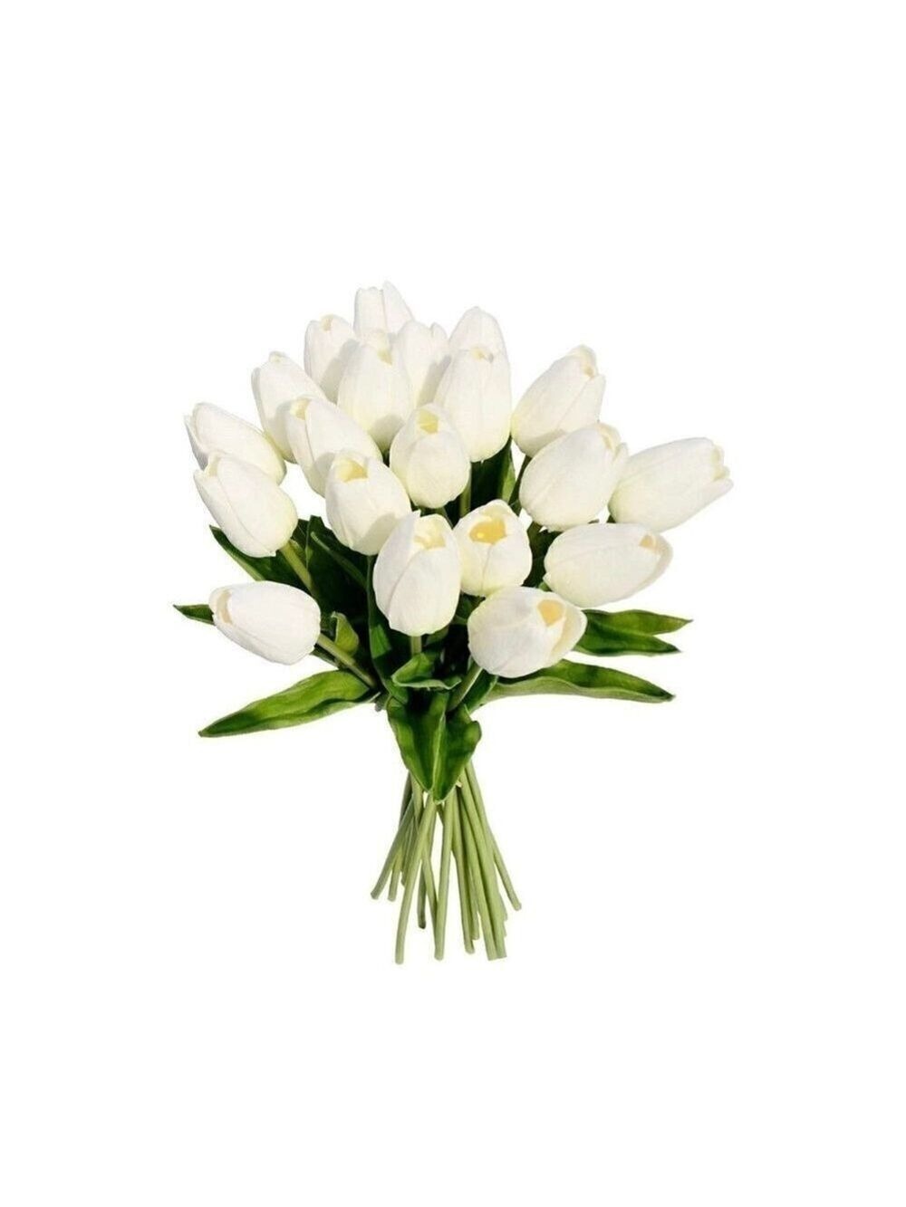 Artificial Creamy White Tulip Stems Bouquet 20 Stems 14 inch Realistic Look Fake - Picture 4 of 6
